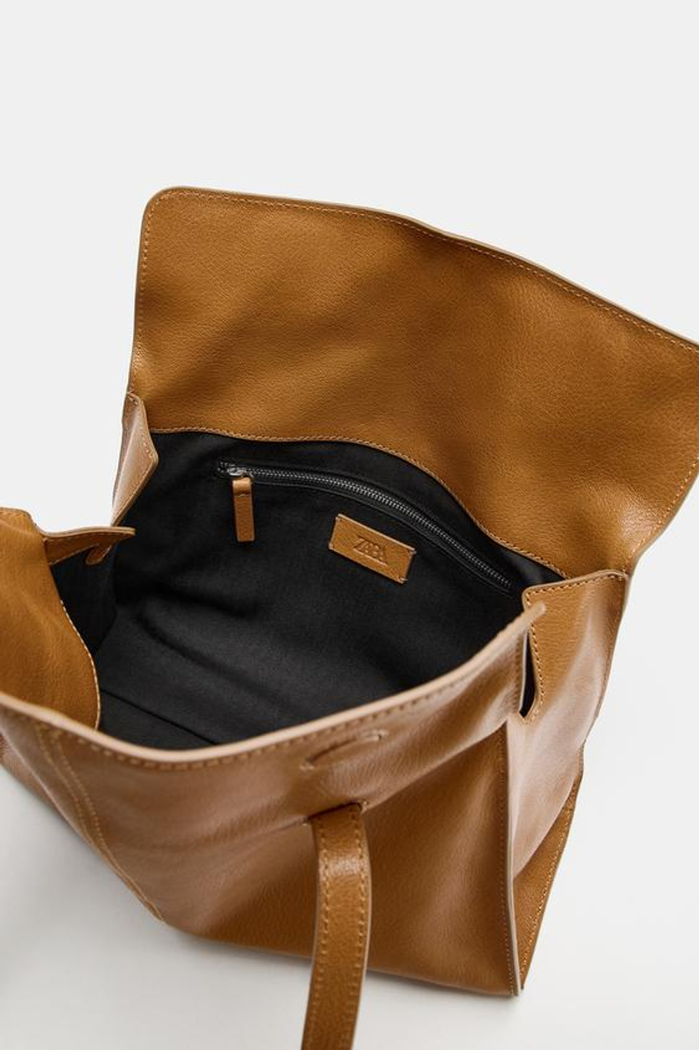 ZARA КОЖАНАЯ СУМКА, ГОРЧИЧНЫЙ