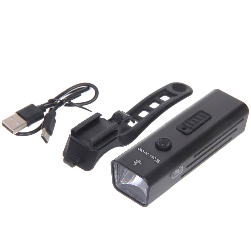 Фонарь велосипедный, передний West Biking YP0701416 Black (аккум. 1800 mAh, Type-C)