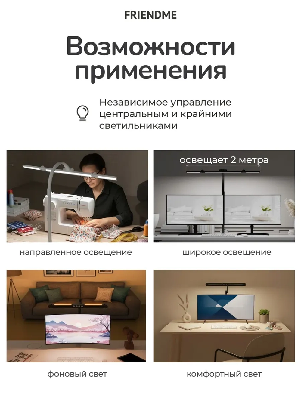 Светильник FRIENDME бестеневой настольный на струбцине светодиодный гнущийся гибкий No.3gn черный с тройным источником света. Яркость - 1300 lum. 24W.