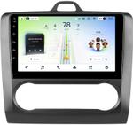 Магнитола для Ford Focus 2 2004-2011 (климат, рамка черная) - Teyes CC4L-DTS монитор 9" IPS, Android 14, Быстрая, Snapdragon 662, CarPlay, 4G SIM-слот