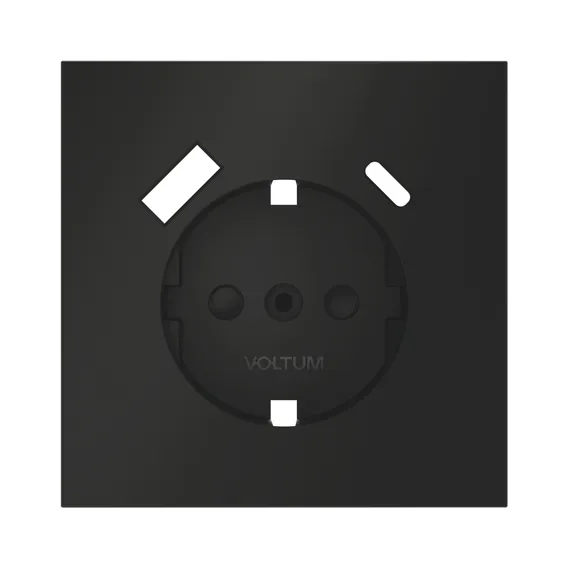 Накладка для розетки с заземлением и защитными шторками, с USB A+C Voltum S70 Черный VLS001008