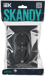SKANDY Розетка 2-местная с заземлением без защитных шторок 16А в сборе SK-R08T титан IEK