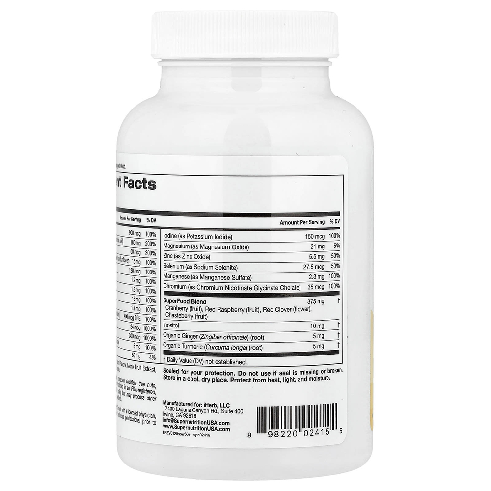 Super Nutrition, Simply One®, мультивитамины и поддерживающие травы для женщин старше 50 лет, вкус ягод, 90 жевательных таблеток