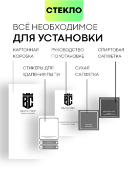 Защитное стекло BROSCORP для Apple iPhone 15 Pro (арт.IP15PRO-FSP-GLASS-BLACK )
