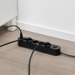 IKEA KOPPLA  (ИКЕА КОППЛА)  -  Удлинитель 4 розетки/2 порта USB - чёрный 3.0 м