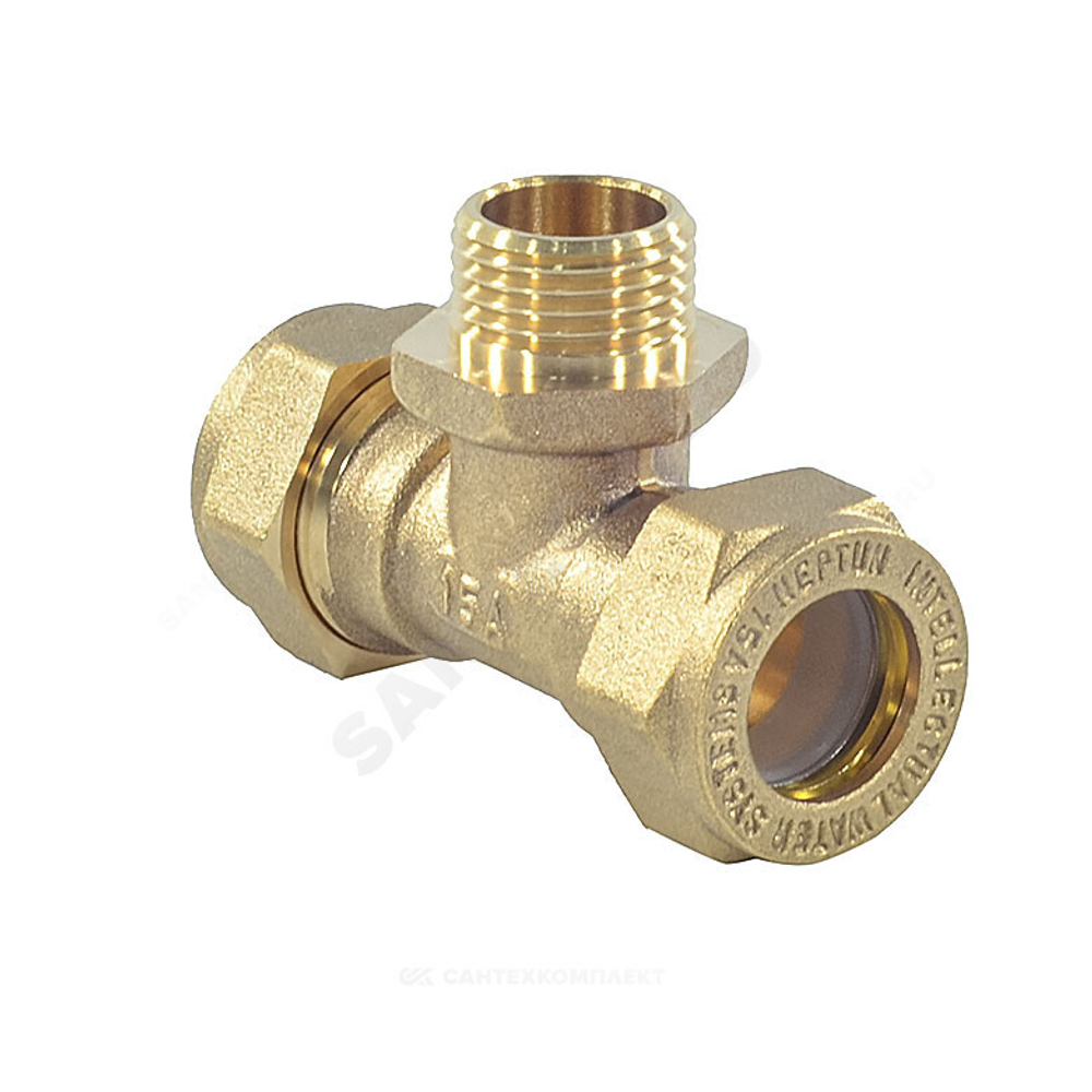 Тройник латунь 15Aх1/2"х15 обжим/НР STAHLMANN STML1501/215BEF