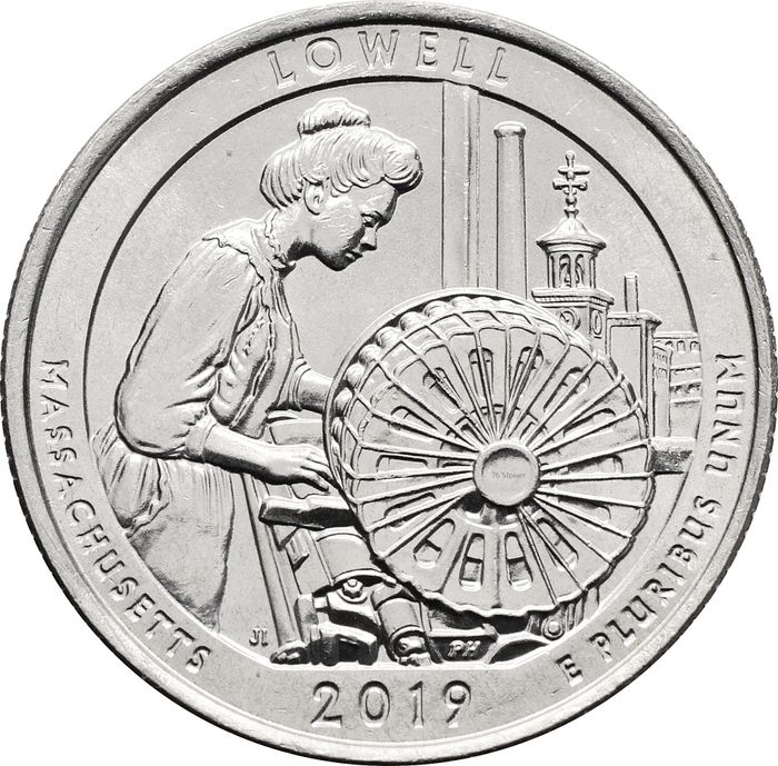 25 центов (1/4 доллара, квотер) 2019 США «Национальный парк Лоуэлл» (D) (46-й парк)