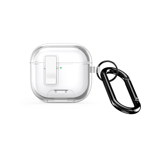 Чехол прозрачный с магнитным замком для наушников AirPods 4, серия PECR Series Case, в комплекте с карабином