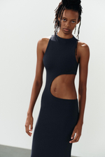 ЭЛАСТИЧНОЕ ПЛАТЬЕ МИДИ С РАЗРЕЗОМ — ZARA