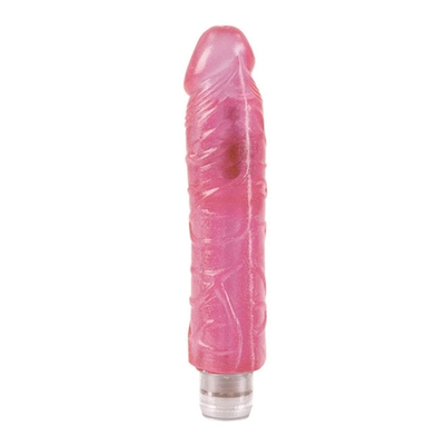 Реалистичный розовый вибратор Glitter Gels Vibrating Dong - 18 см. (Цвет: розовый)