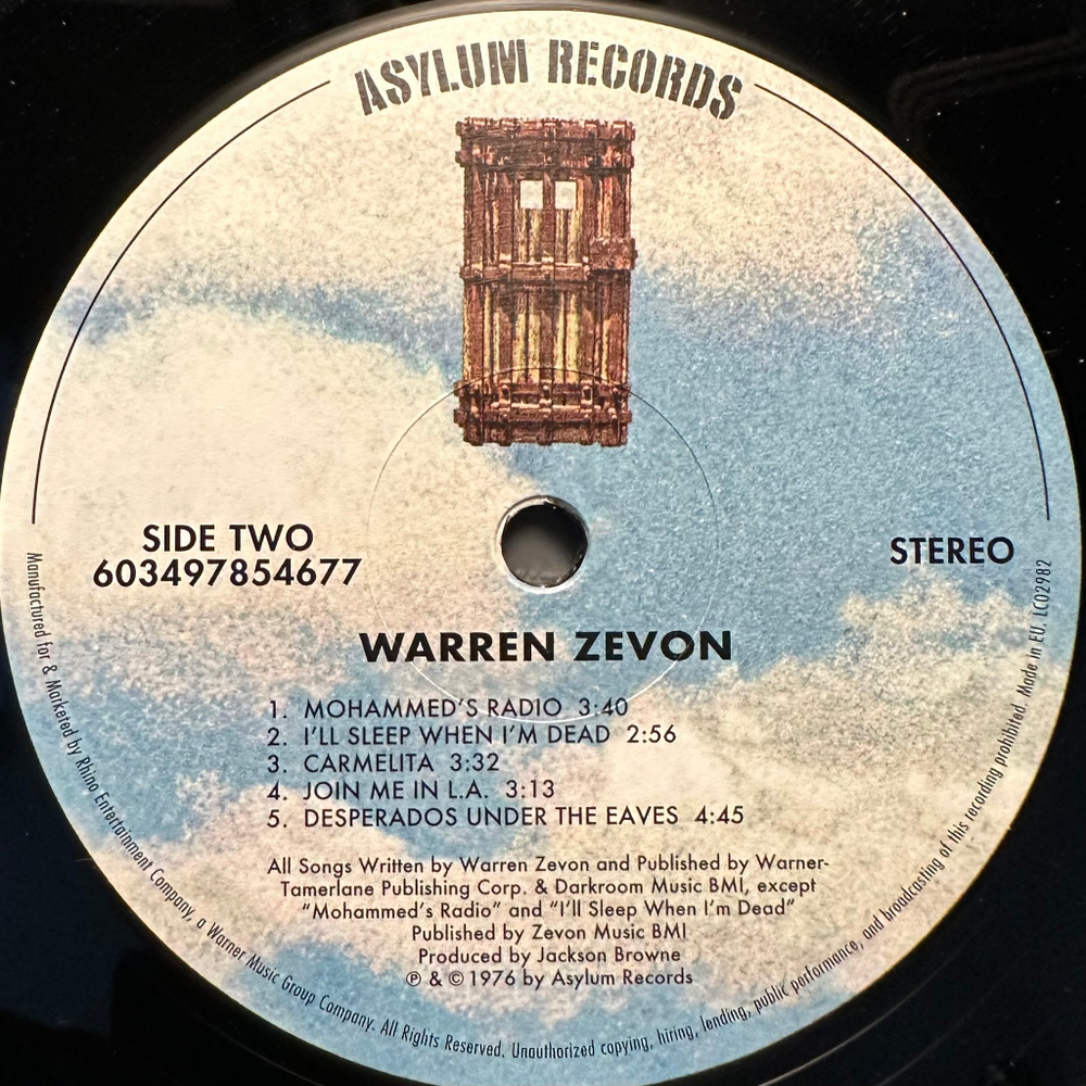 Warren Zevon - Warren Zevon (Европа 2019г.)