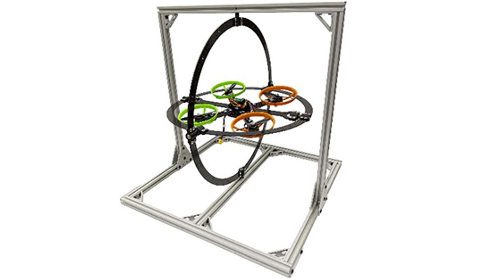 Испытательный стенд для тестирования БПЛА мультироторного типа Gimbal-Drone TestBench – вариант – активный, с датчиками на осях Испытательный стенд для тестирования БПЛА мультироторного типа Gimbal-Drone TestBench – вариант – активный, с датчиками на осях