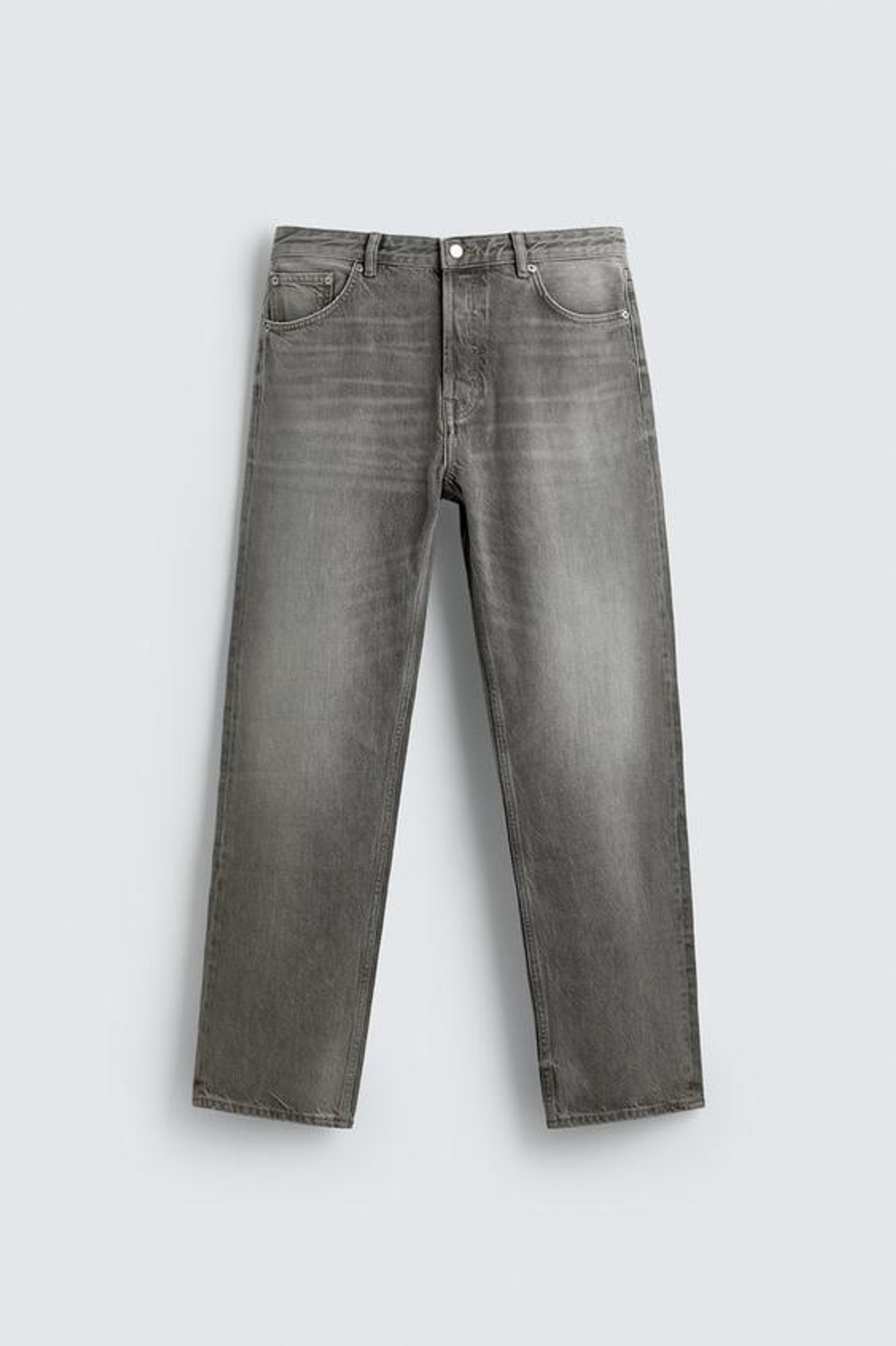 ZARA ДЖИНСЫ STRAIGHT FIT, СЕРЫЙ