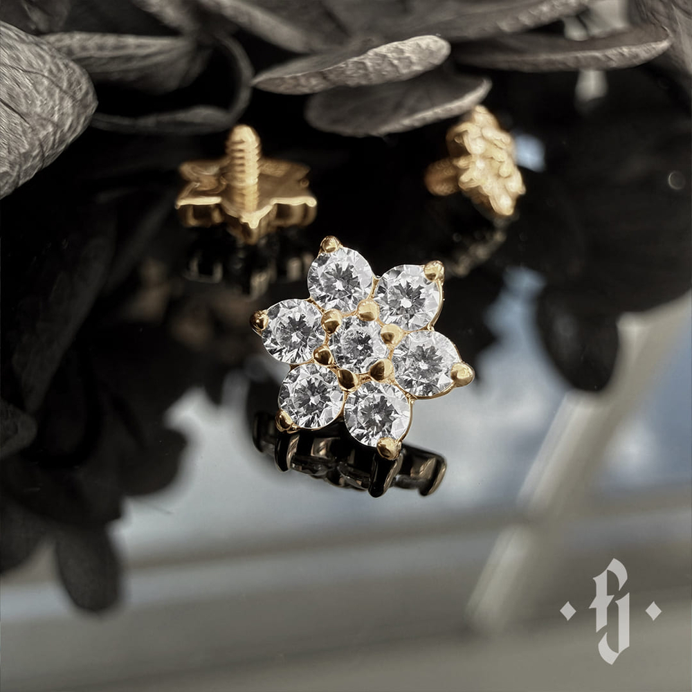 Накрутка "Lacus" - Желтое золото - White CZ