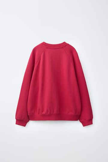 ZARA ОДНОТОННАЯ ТОЛСТОВКА ИЗ ХЛОПКА, ТЕМНАЯ ФУКСИЯ