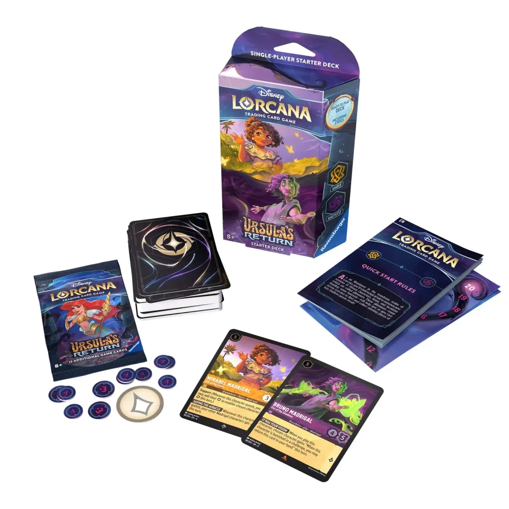Готовая колода Lorcana TCG выпуска Ursula's Return: Amber and Amethyst на английском языке