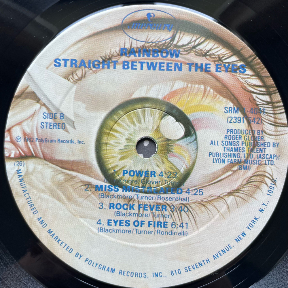 Винтажная виниловая пластинка LP Rainbow Straight Between The Eyes (США 1982)