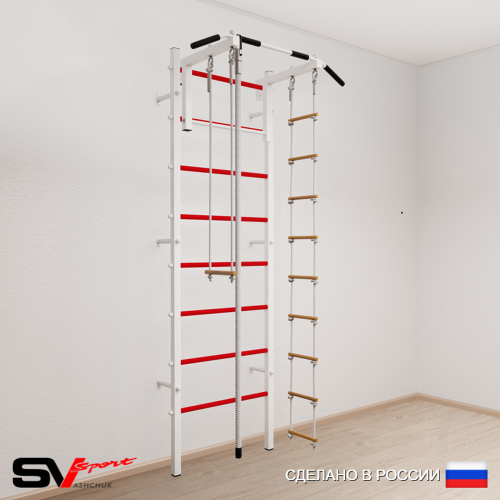 Шведская стенка Sv Sport усиленная 616 (Турник стандарт/Канат/Лестница/Трапеция)