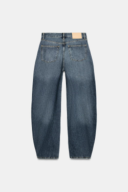 ZARA ДЖИНСЫ CURVED STRAIGHT СО СРЕДНЕЙ ПОСАДКОЙ — ZW COLLECTION, СИНИЙ