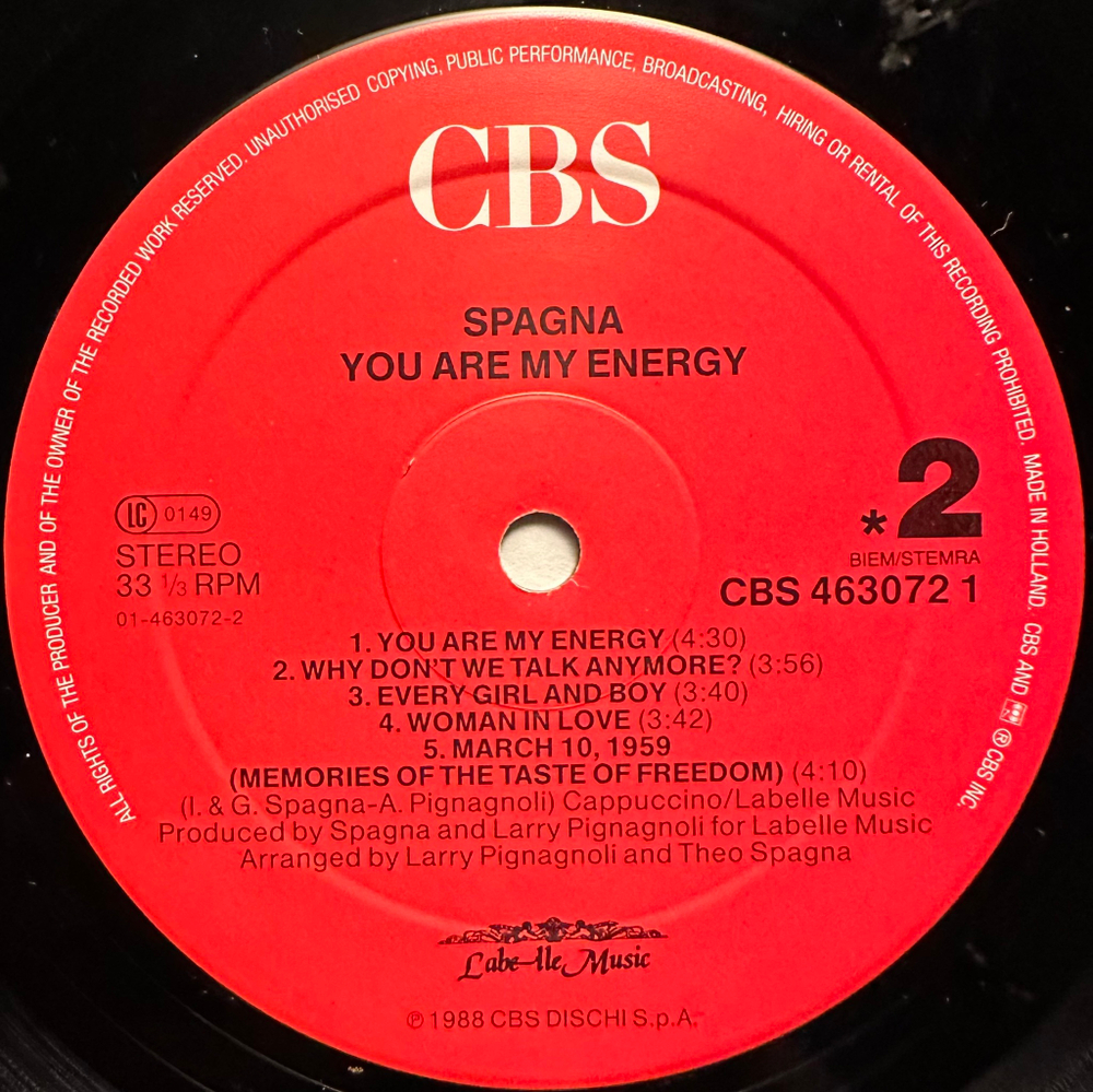 Spagna - You Are My Energy (Голландия 1988г.)