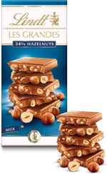 Lindt молочный шоколад Les Grandes Hazelnut с фундуком 34%, 150 г (Швейцария)