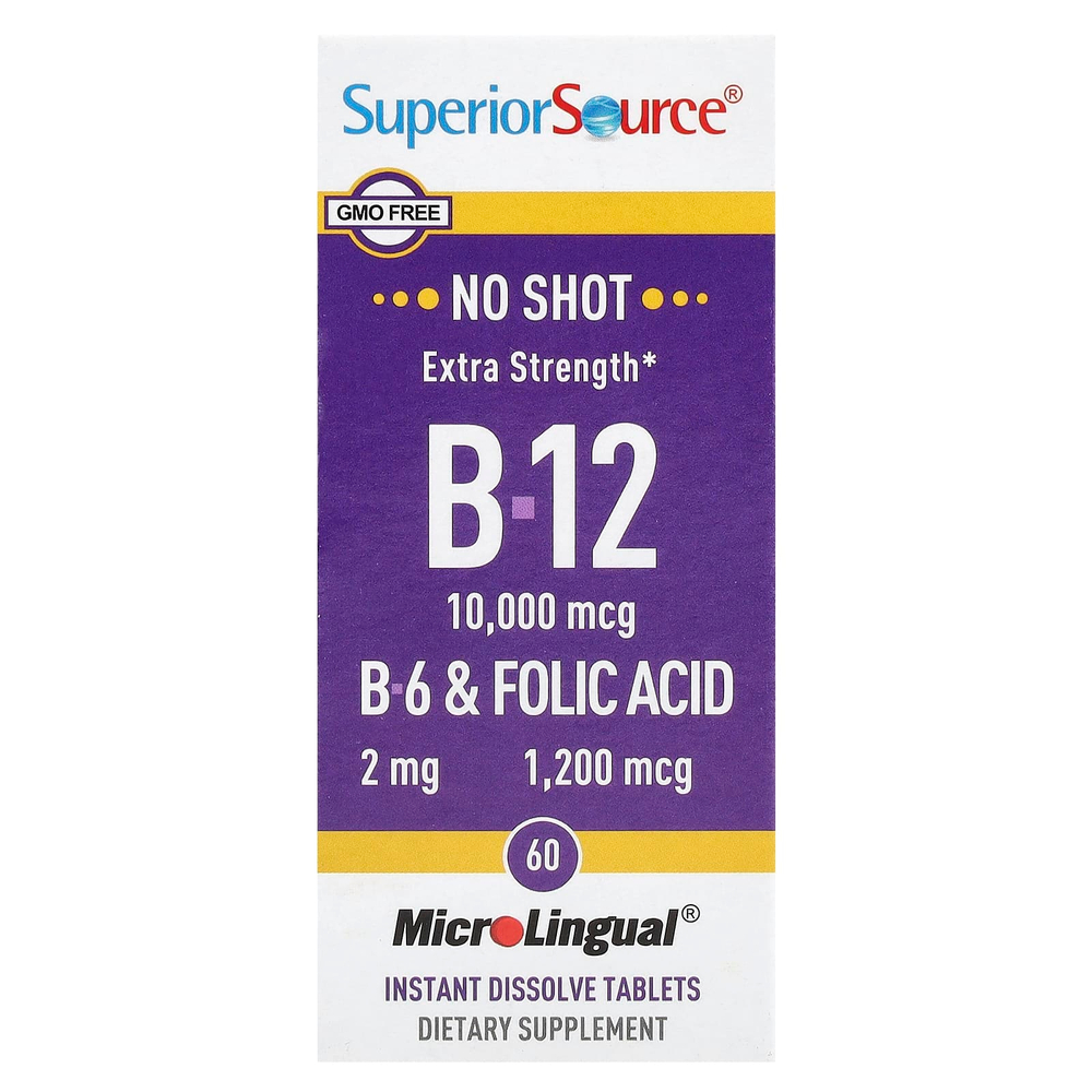 Superior Source, витамины B12, B6 и фолиевая кислота, 60 быстрорастворимых таблеток MicroLingual®