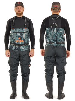 Полукомбинезон заброд. Norfin PILOT CAMO BOOTFOOT р.44-XL с сапогами резина