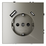 Розетка встраиваемая VOLTUM S70 с заземлением и защитными шторками, 16А, с USB, A+С, (шелк)