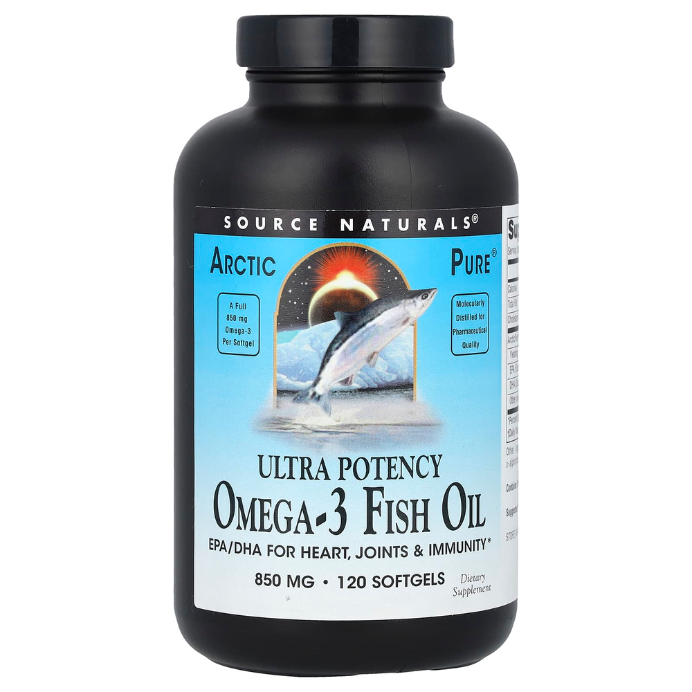 Source Naturals, Arctic Pure® рыбий жир с омега-3, сверхэффективный, 850 мг, 120 мягких таблеток