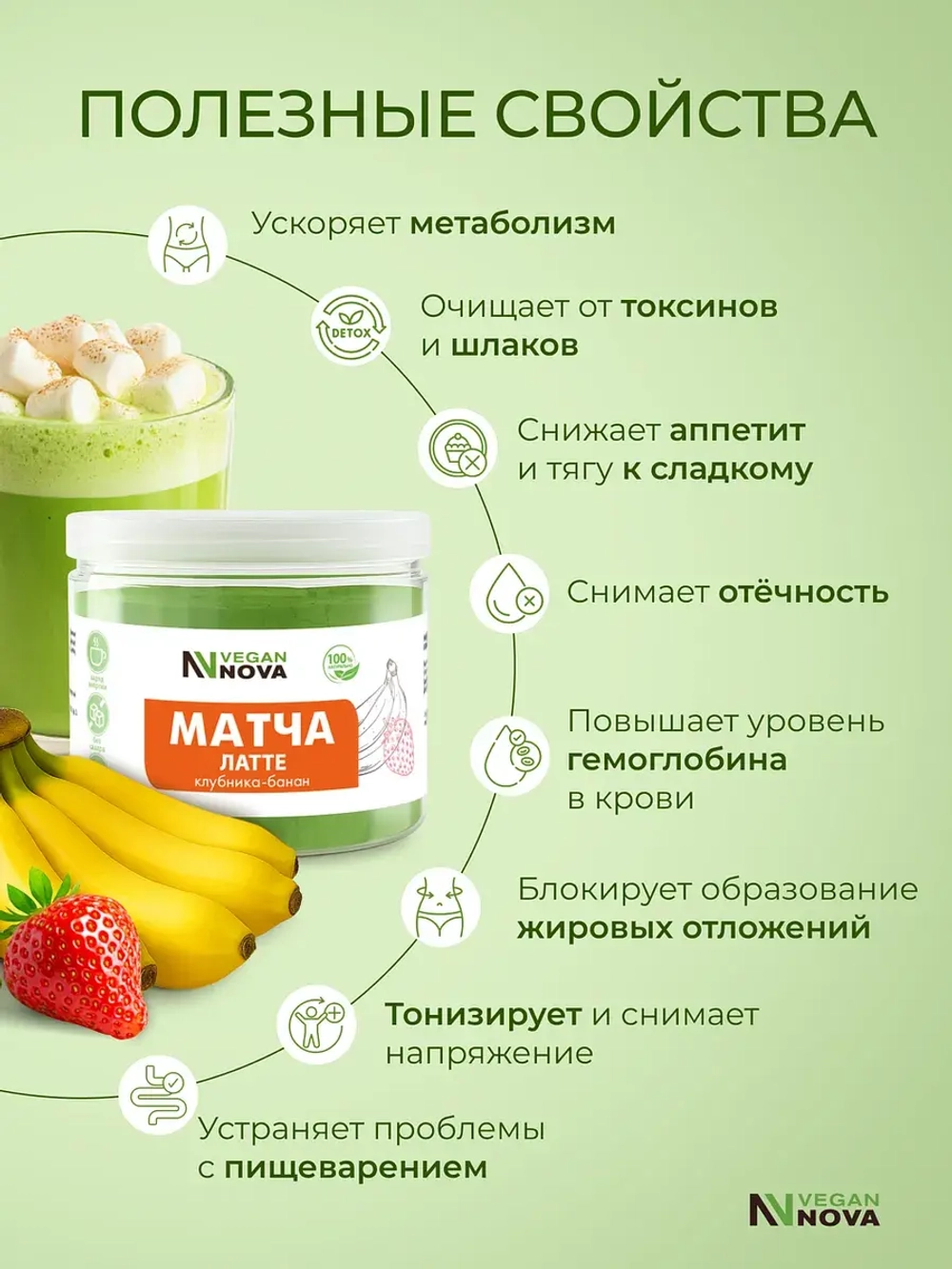 Матча латте клубника-банан (100гр)