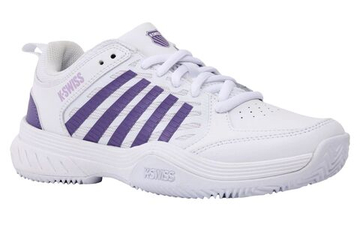 Женские теннисные кроссовки K-Swiss Court Express 2 Clay - white/purple haze/neon lavender