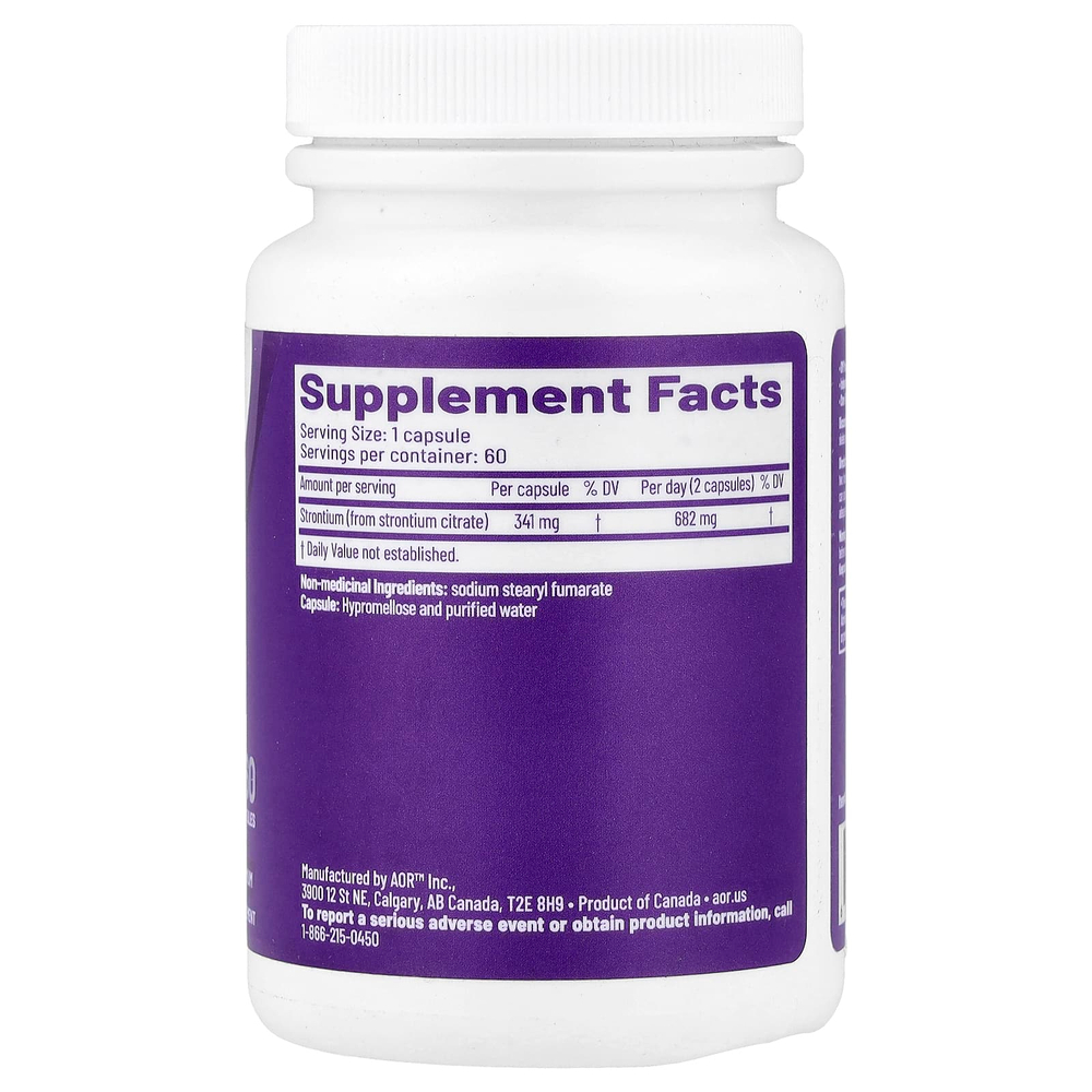 Advanced Orthomolecular Research AOR, Strontium Support II, 341 мг, 60 капсул