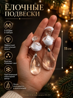 Новогоднее украшения на елку Хрустальная подвеска