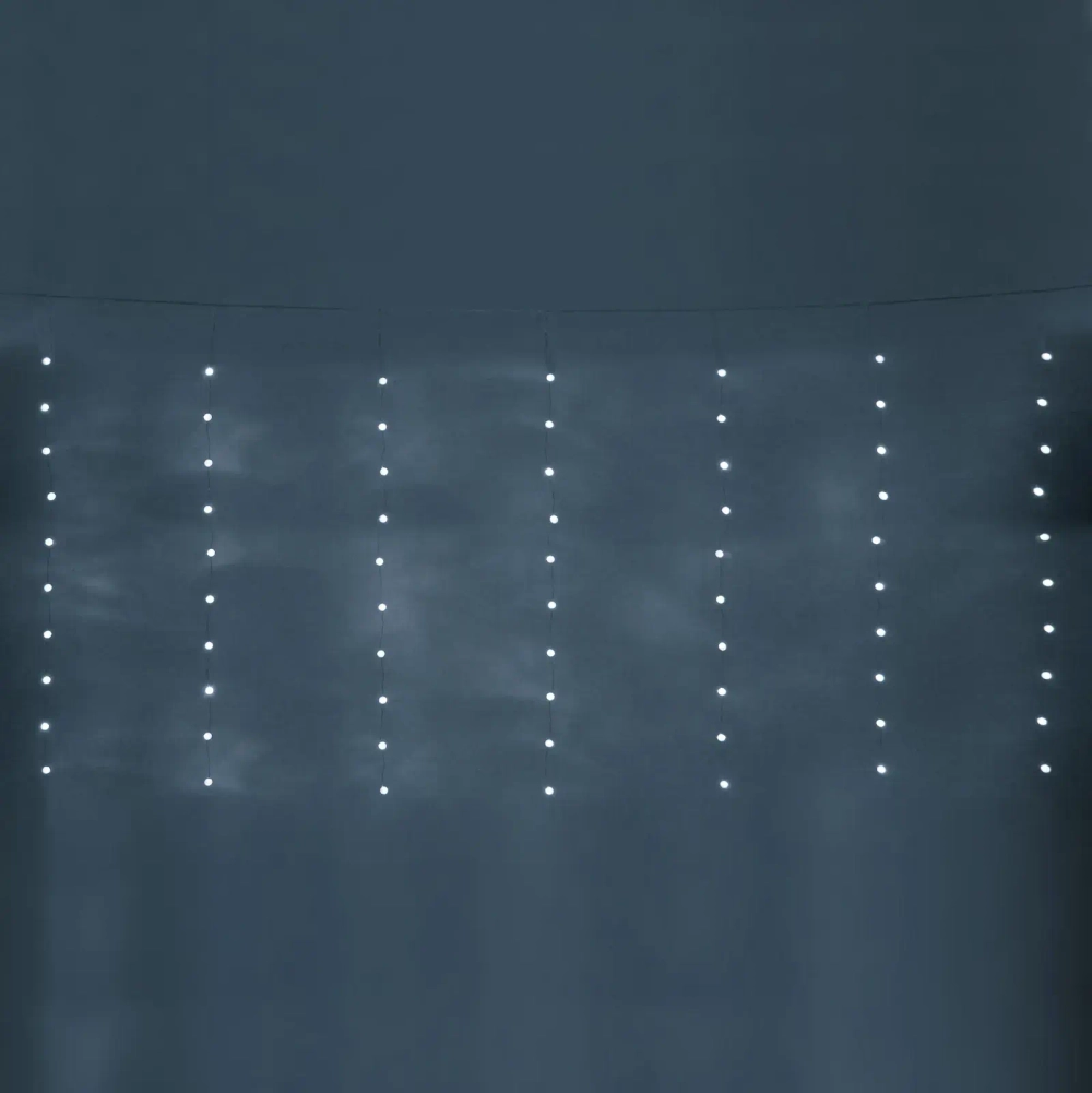 Гирлянда для дома ЗАНАВЕС «Жемчужина» ш3* в1 м 100 ламп LED, прозр. пров, 8 реж,IP-40, Белый (возможность соединения)