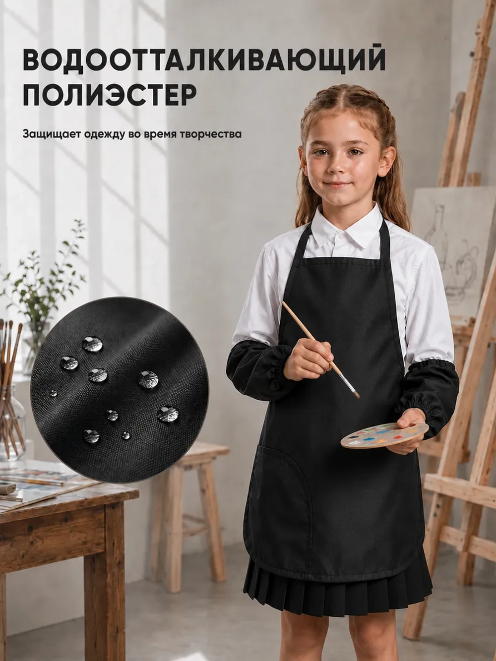Фартук для детского творчества (черный)