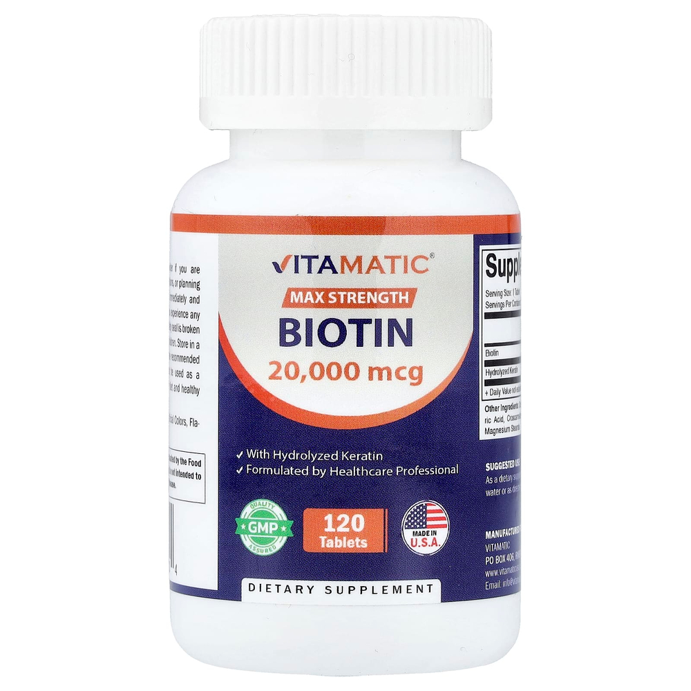 Vitamatic, биотин с гидролизованным кератином, 120 таблеток