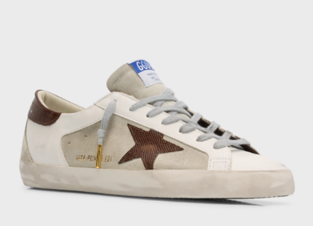 Мужские кеды Super-Star Leather Low-Top Sneakers with Lizard-Effect