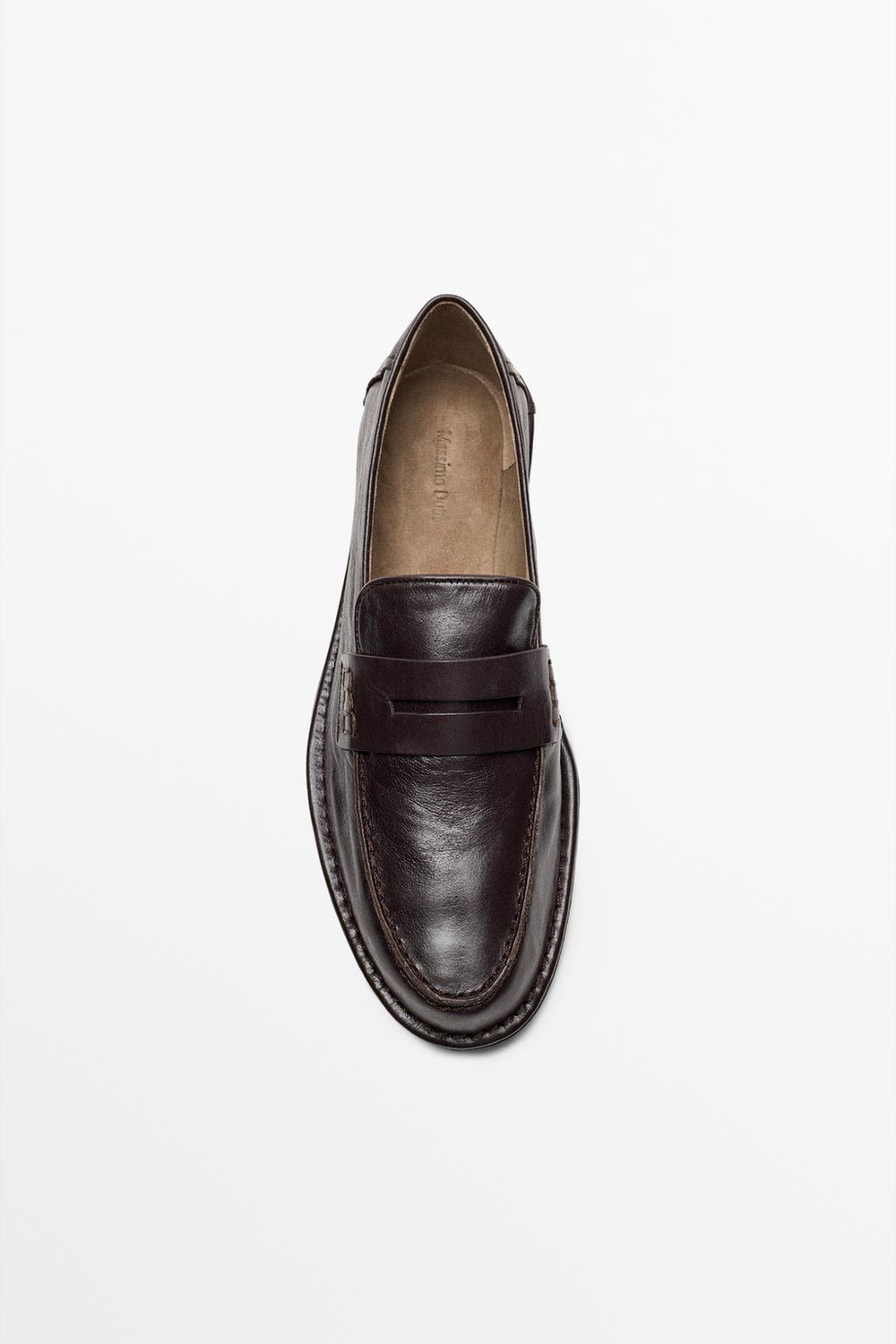Massimo Dutti Лоферы из мягкой кожи с перемычкой, коричневый