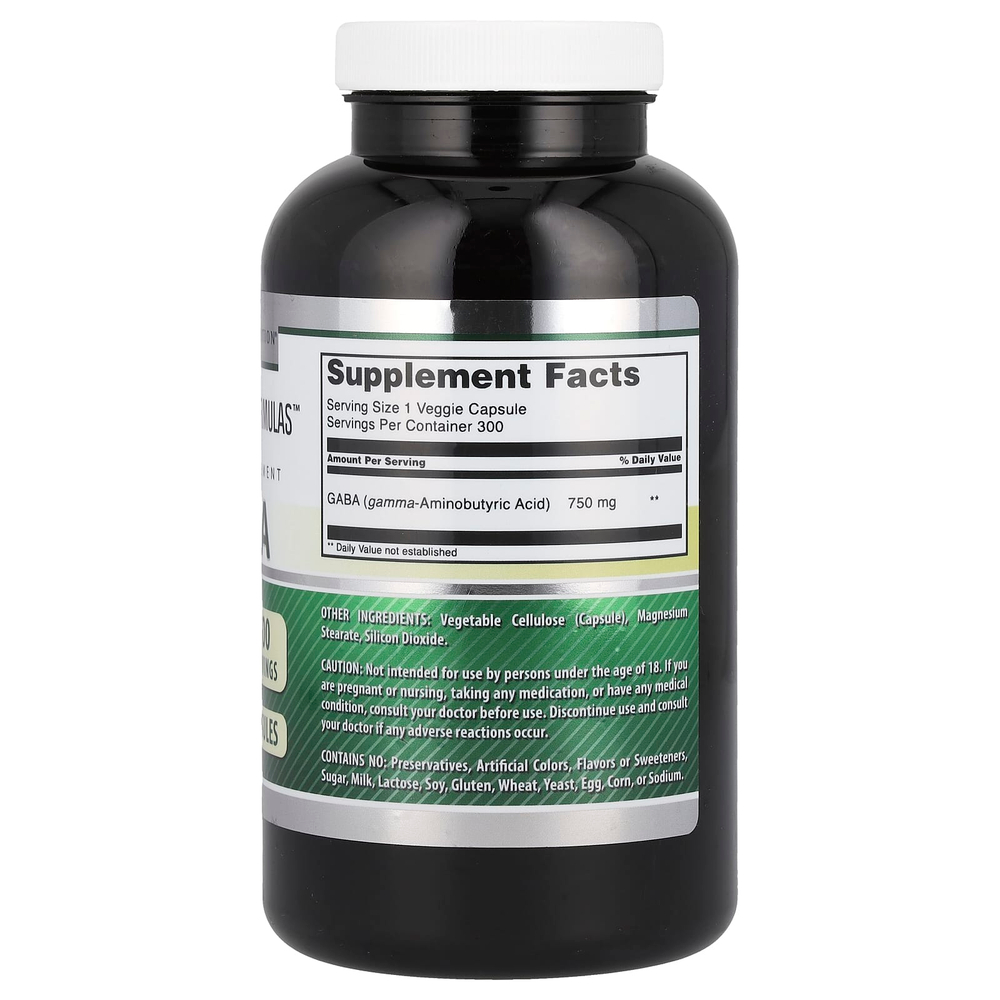 Amazing Nutrition, ГАМК, 750 мг, 300 растительных капсул