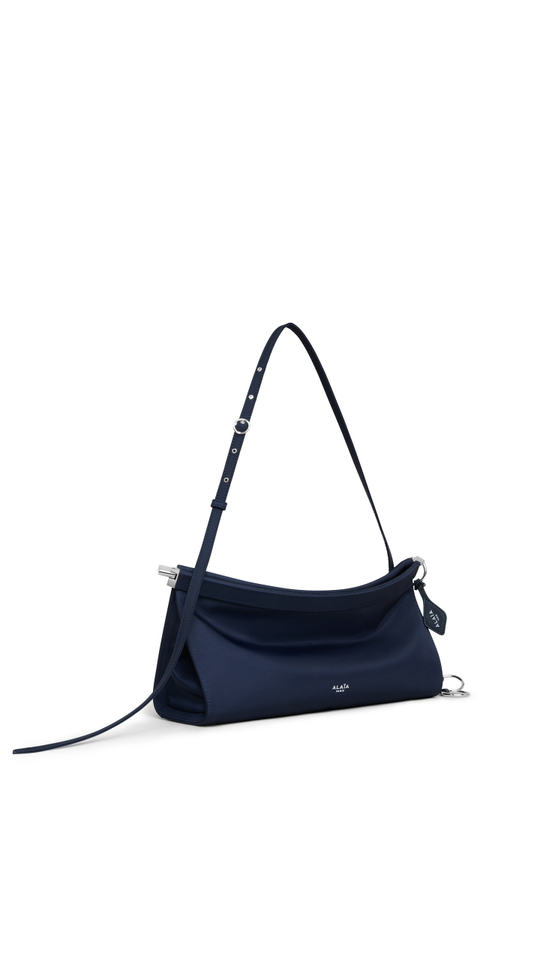ALAÏA СУМКА LE CLICK EAST WEST ИЗ НЕЙЛОНА, ТЕМНО-СИНИЙ