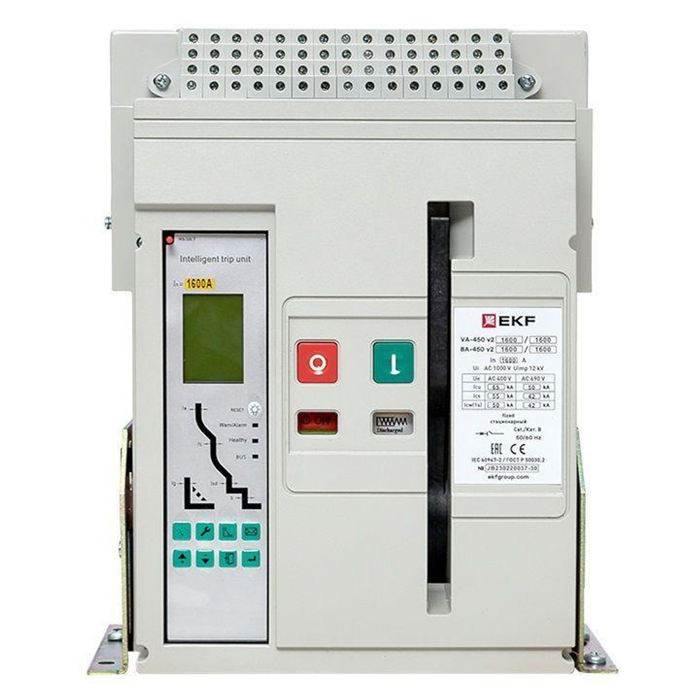 Выключатель автоматический 3п 1600/1000А 65кА ВА-450 стац. v2 EKF mccb450-1600-1000-v2