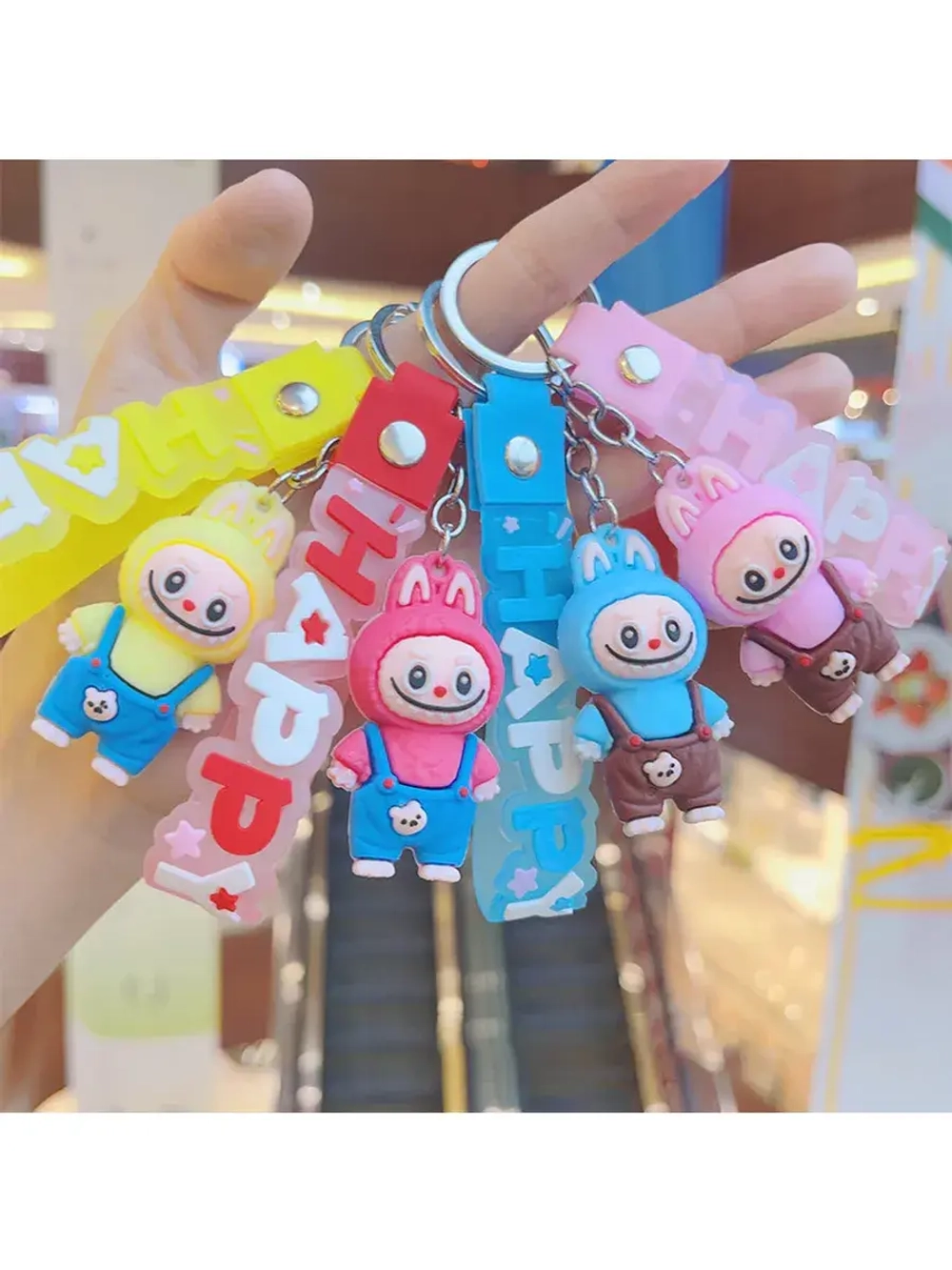 Брелок игрушка Лабубу в комбинезоне Розовый