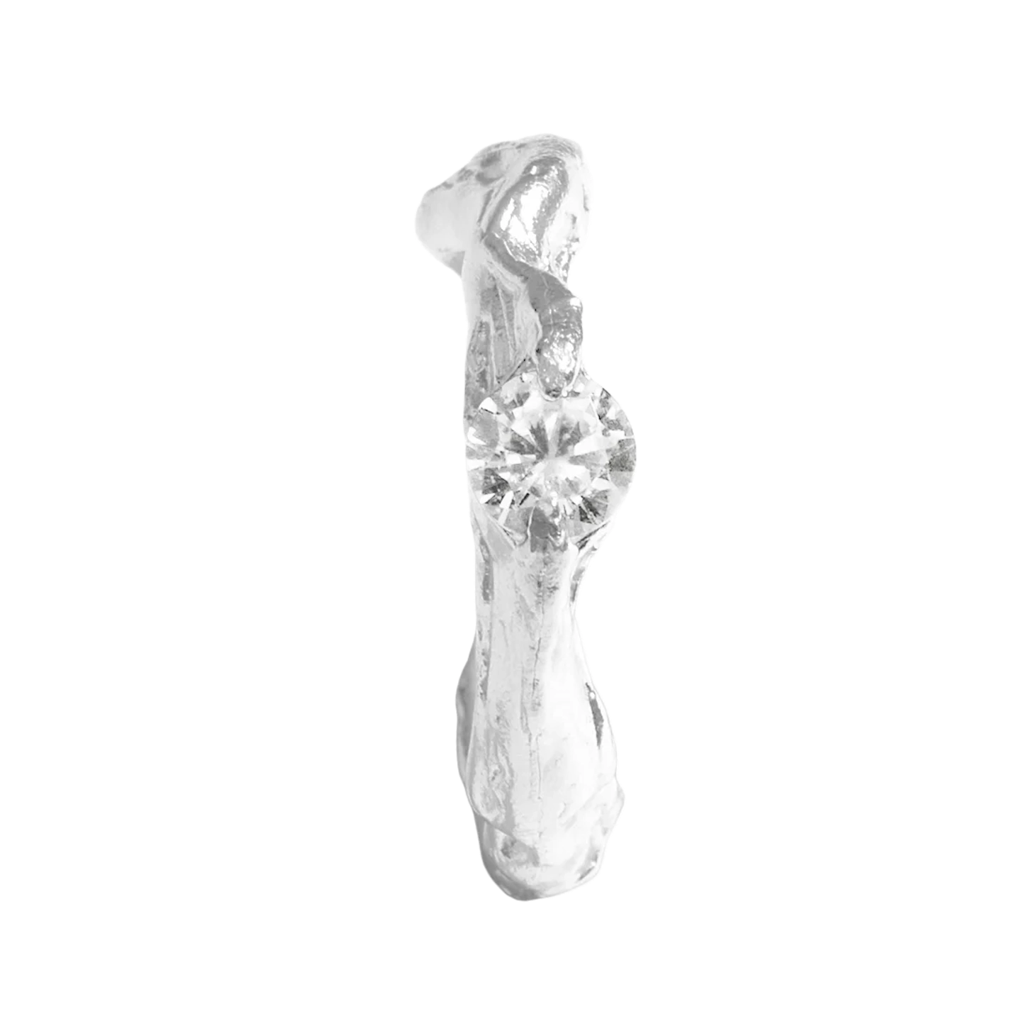 Кольцо в плавной оправе с белым фианитом / White Melt Ring