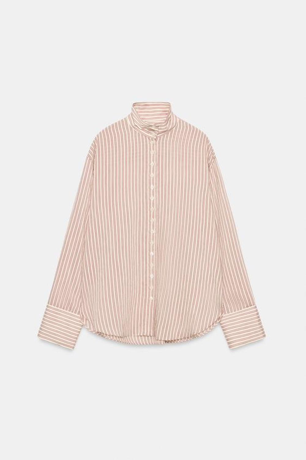 ZARA РУБАШКА В ПОЛОСКУ С ВОРОТНИКОМ-СТОЙКОЙ — ZW COLLECTION, ПОЛОСКИ