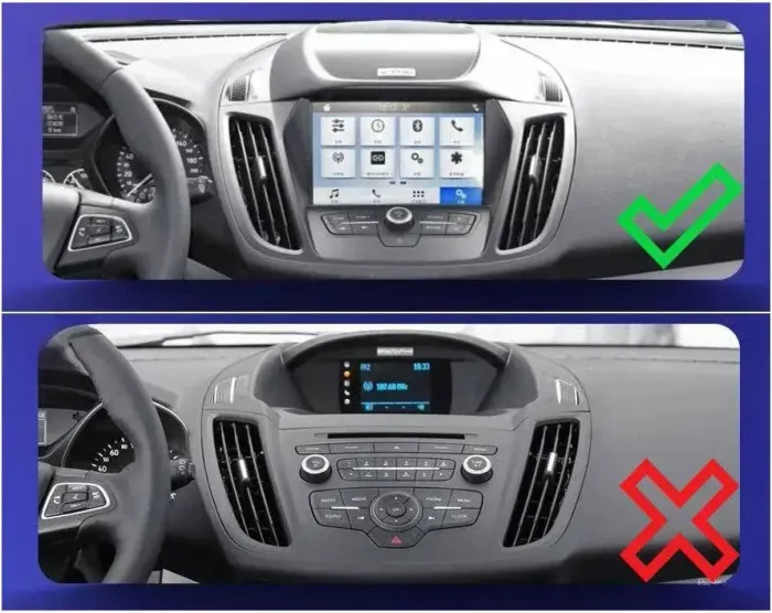 Магнитола для Ford Kuga 2 2017-2019 (SYNC 3, рамка с кнопками тип 1) - Teyes CC4L-DTS монитор 9" IPS, Android 14, Быстрая, Snapdragon 662, CarPlay, 4G SIM-слот