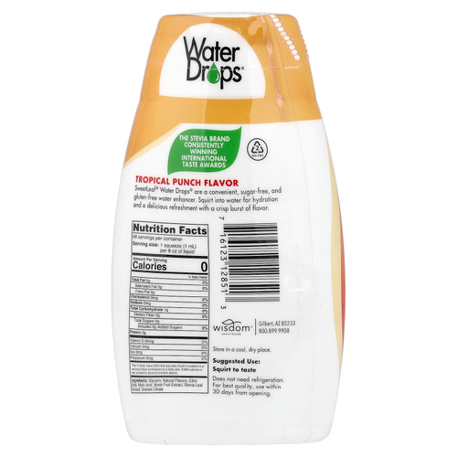 SweetLeaf Stevia, Water Drops®, восхитительный усилитель воды со стевией, тропический пунш, 48 мл (1,62 жидк. унции)