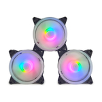 Комплект из 3 вентиляторов ТЕСЛА (TESLA) RGB120-DB3, 120мм, 3-pin+Molex, черный-белый/FRGB, 1200rpm, 38CFM, 21дБ, антивибропрокладки (TSL-120-DB3)