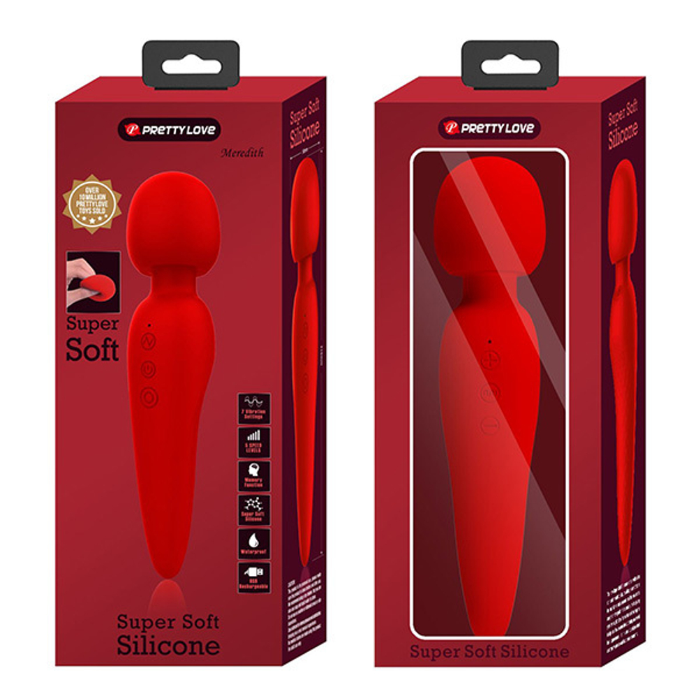 Красный wand-вибратор 21,5см Pretty Love Meredith BI-014668-2