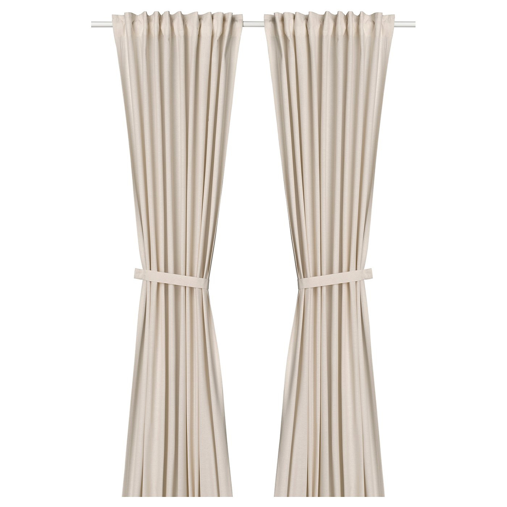 IKEA LENDA  (ИКЕА ЛЕНДА)  -  Штора с подхватом, 2 шт. - кремовый/на ленте 140х250 см