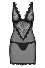 Черная сорочка с бархатным узором Emperita Chemise SM (42-44) (Цвет: черный)
